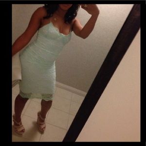 Lace bodycon medi dress